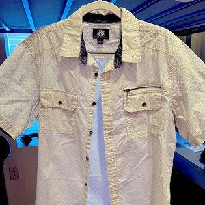White Printed Button Down Tee